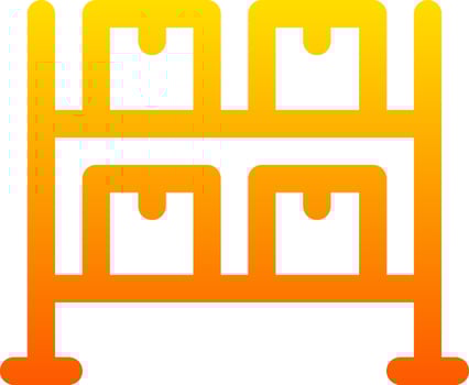 A rack of orange boxes with a white background vector