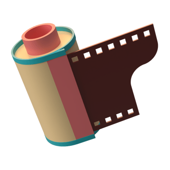 3D Rendering of Retro Photo Film Roll Icon for Website, Application, and Banner. Retro Photo Film Roll 3D Illustration. png