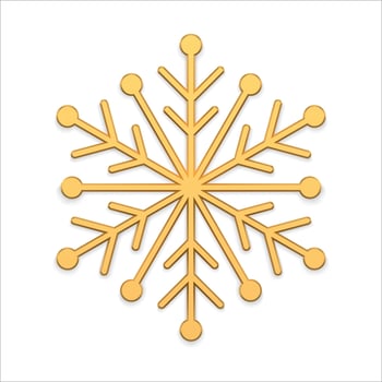 Luxury jewelry golden matte winter snowflake realistic Christmas decor 3d template vector