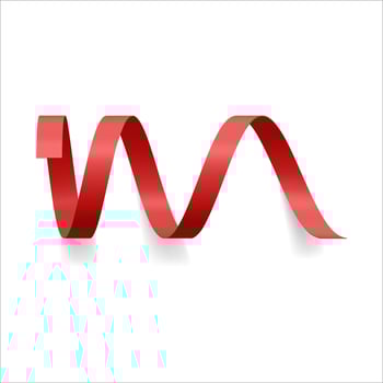 Bright red classic gradient twist red ribbon festive holiday party decorative design 3d vector