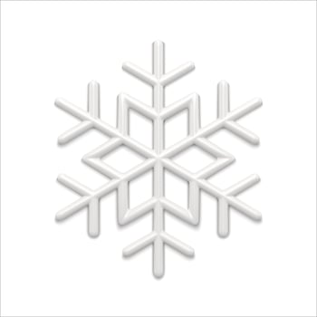 Ornamental white snowflake 3d realistic illustration vector