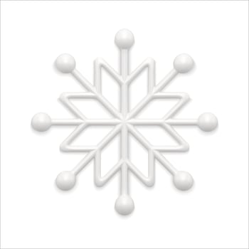 Realistic white glossy snowflake ornamental pattern traditional Christmas design vector