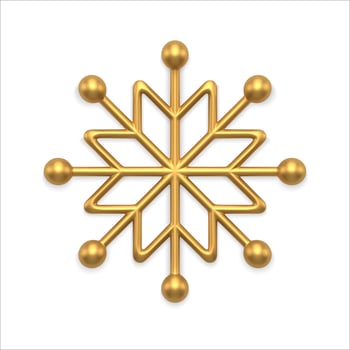 Premium Christmas toy golden glossy metallic snowflake decorative circle ornament vector