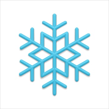 Blue ice snowflake realistic 3d illustration vector