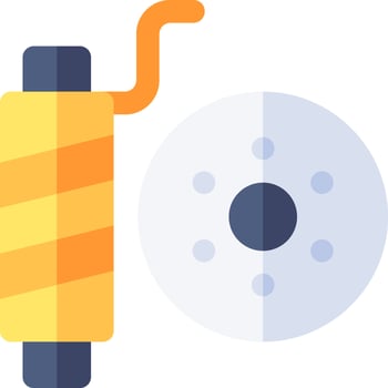 A car tire and wheel with a yellow and orange stripe vector