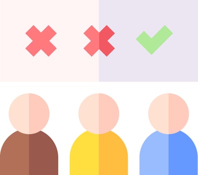 A group of people with different colored cross marks vector