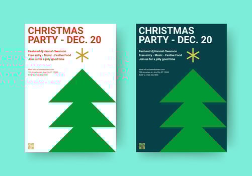 Christmas party modern minimal flyer design template set flat illustration vector