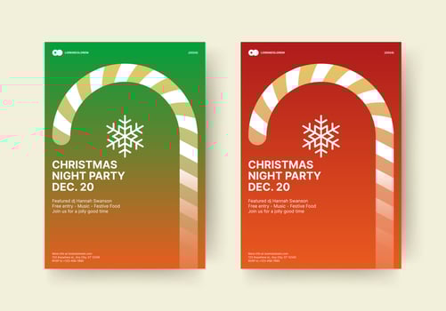 Christmas night party festival event flyer design template set flat illustration vector