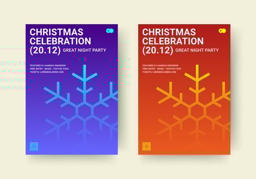 Christmas celebration night party flyer design template set flat illustration vector