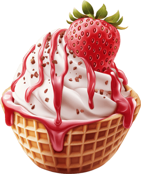 Sweet Gelato Ice Cream Treat with Chocolate Drizzle png