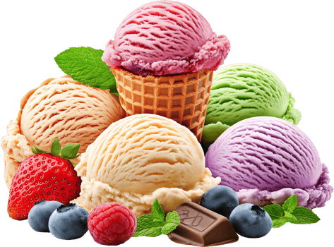 Decadent Gelato Ice Cream with Berries png