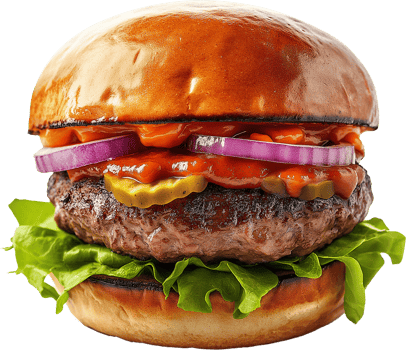 Isolated Burger with Melted Cheese and Beef Patty png