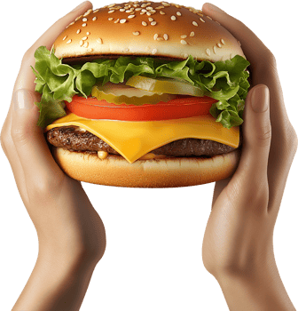 Isolated Classic Beef Burger with Tomato and Pickles png