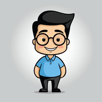 cartoon man with glasses and blue shirt vector