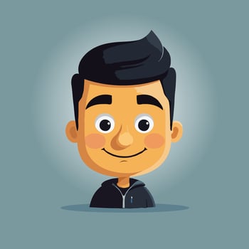 cartoon man avatar with black hair and black eyes vector