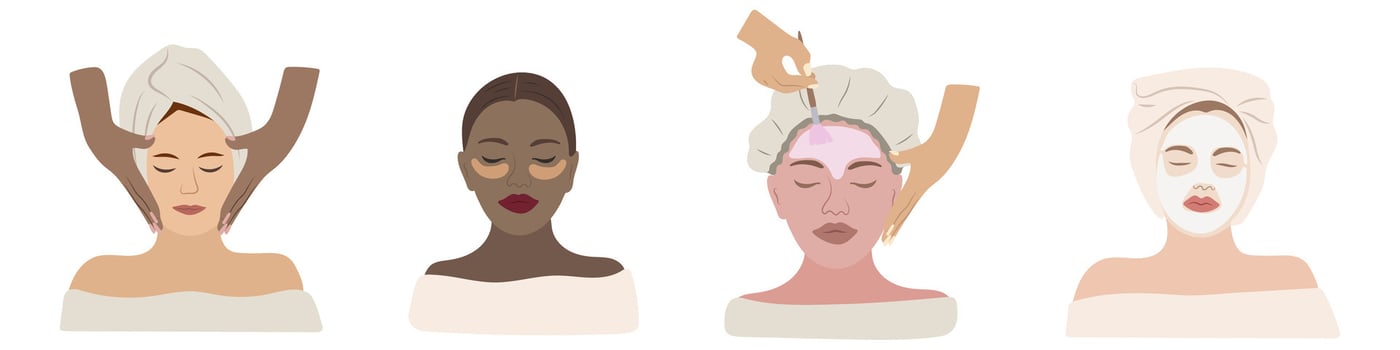 Spa and Wellness Illustration with Diverse Skincare and Relaxation vector