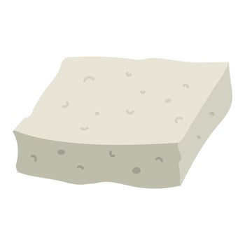 flat illustration is a single rectangular piece of feta cheese, highlighted in white. A large piece of pressed dairy product. White Greek curd cheese made from sheep's milk or milk beans vector