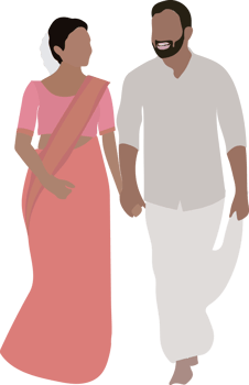 South Indian couple holding hands Portrait for wedding save the date or invitation cards png