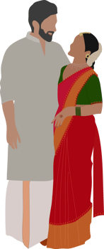 South Indian wedding couple Portrait for wedding save the date or invitation cards png