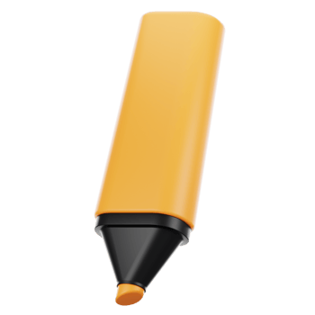 3d rendering office icon concept. 3d render highlighter pen png
