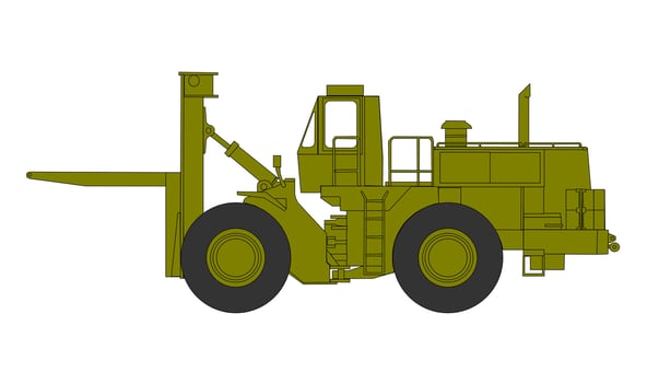 A large green truck with a large wheel vector