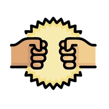 Two hands holding up a starburst icon vector