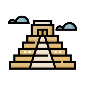 The pyramid of the maya is shown in a flat style vector
