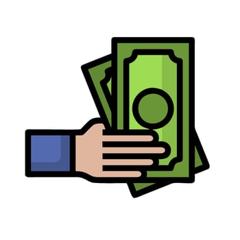 Hand holding money icon illustration vector