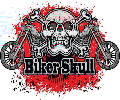 biker skull, vintage design t shirts vector