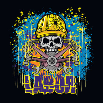 Labor, grunge skull vector