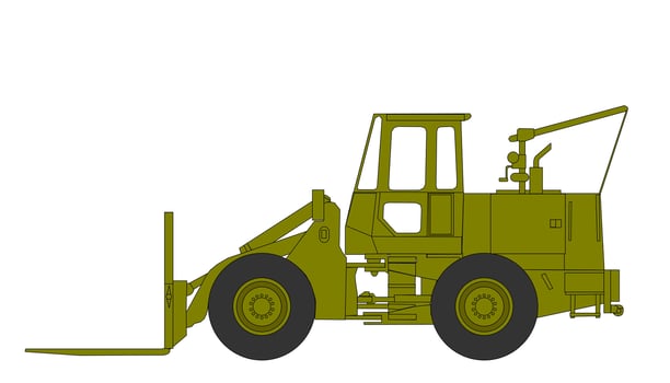 A green construction vehicle on a white background vector