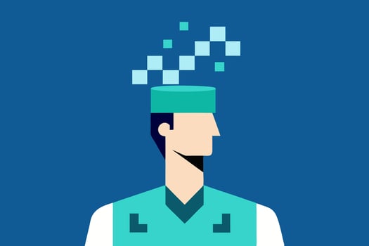 Modern Illustration of a Surgeon in Scrubs Minimalist Medical Art vector