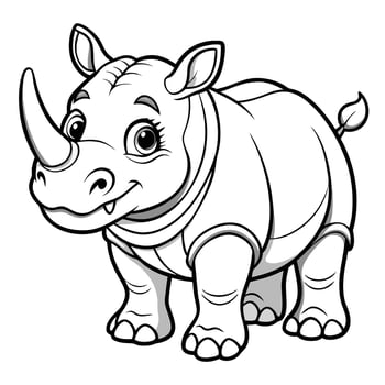 Animal Print Coloring Adventure Detailed Rhinoceros Drawing for Relaxation and Creativity vector