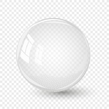 Water bubble with small balls. Soap bubble, crystal glass ball. Beauty product, moisture, skincare transparent bubbles top view, scatter splashes vector