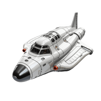 Futuristic White Spaceship with Red Engines and Black Nose png