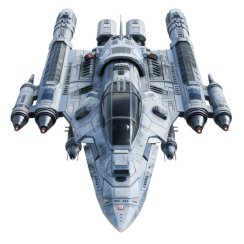 Futuristic Spaceship with Detailed Design and Multiple Thrusters png