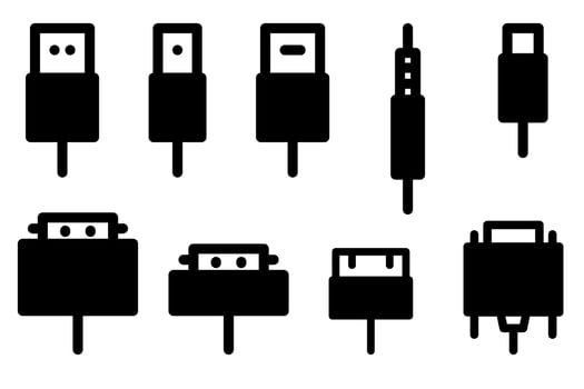 Set of plugs and ports icons vector