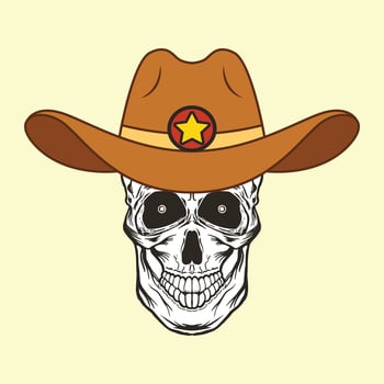 Skull in cowboy hat vector