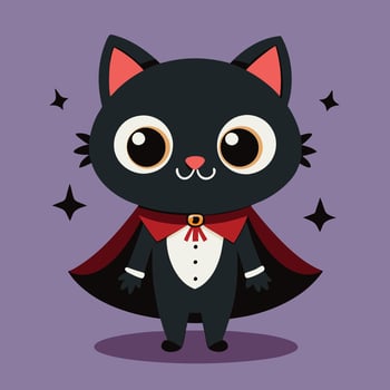 cut cartoon halloween black cat illustration vector