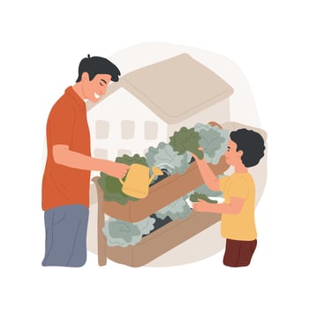 Growing herbs and leafy greens isolated cartoon illustration. vector