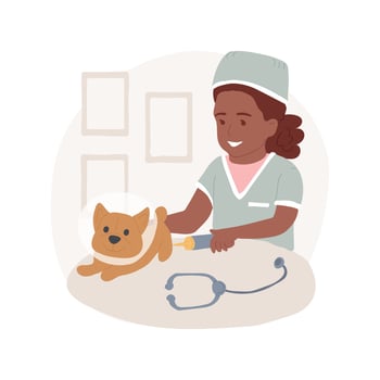 Veterinarian game isolated cartoon illustration. vector
