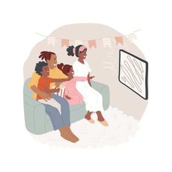 Movie night isolated cartoon illustration. vector