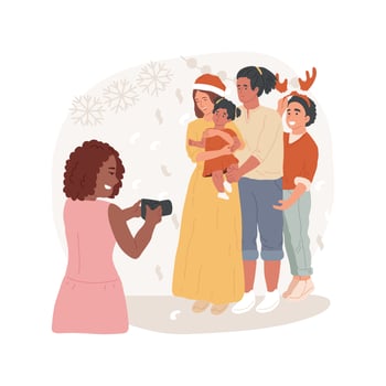 Annual photos isolated cartoon illustration. vector