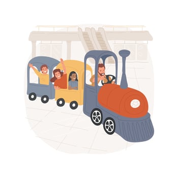 Mall train ride isolated cartoon illustration. vector
