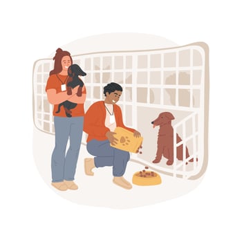 Help at animal shelter isolated cartoon illustration. vector