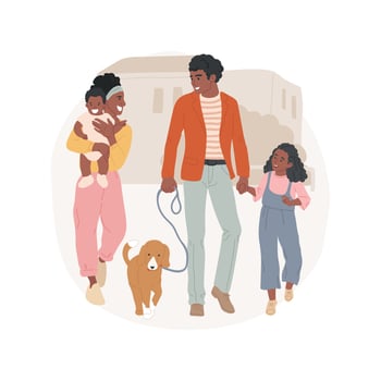 Family walk isolated cartoon illustration. vector