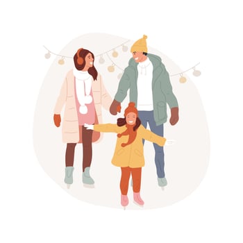 Family skating abstract concept illustration. vector