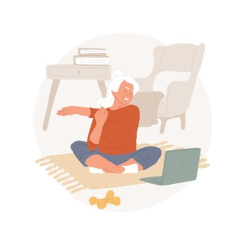 Online workout for seniors abstract concept illustration. vector
