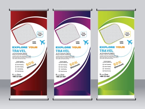 Tour And Travel Roll Up Banner Template Design vector