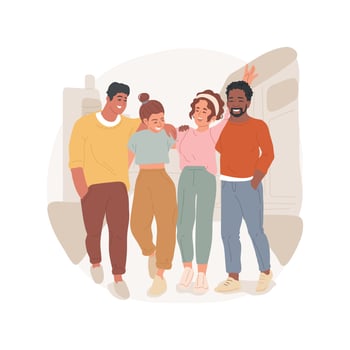 Laugh together isolated cartoon illustration. vector